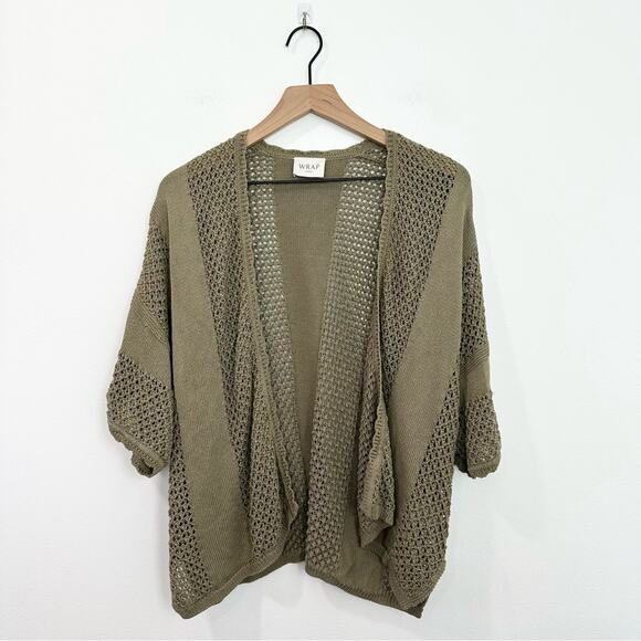 Wrap London Open Front Knit Cardigan Olive Green size 10 - Picture 1 of 6